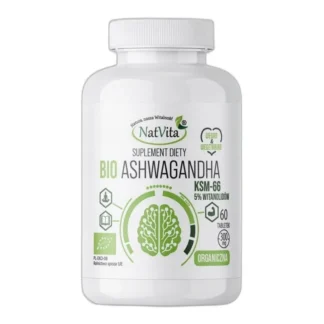 Ashwagandha EKSTRAKT na Stres BIO Ekologiczna 300mg 60 Tab NatVita KSM-66 — zdjęcie 1