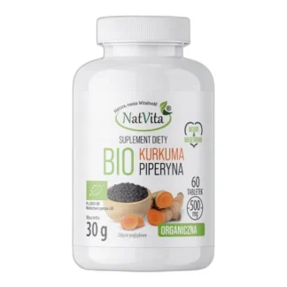 BIO Kurkuma + BIO Piperyna Tabletki 60 Tabletek NatVita 500mg — zdjęcie 1