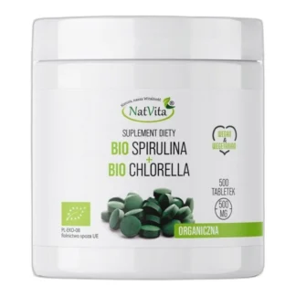 BIO Spirulina + BIO Chlorella Ekologiczna Superfood 500 Tabletek NatVita — zdjęcie 1