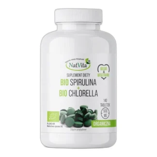 Bio Spirulina + Bio Chlorella tabletek NatVita 140 — zdjęcie 1