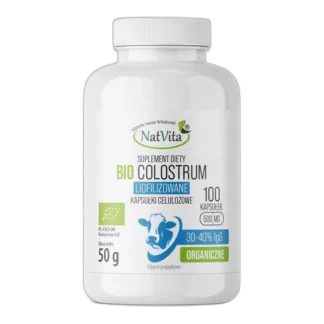 Colostrum BIO Ekologiczne IgG Kapsułki 500mg 100 Kaps NatVita 30-40% — zdjęcie 1