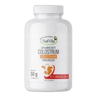 Colostrum Siara Bydlęca Odporność IgG Naturalne Proszek 50g NatVita 60% — zdjęcie 1