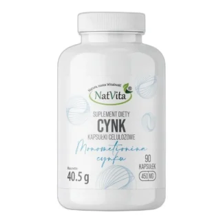 Cynk (Monometionina cynku) Włosy Skóra kapsułki 90 kapsułek NatVita 450mg — zdjęcie 1