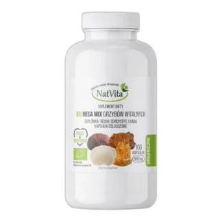 Grzyby Witalne BIO MEGAMIX kapsułki Reishi Cordyceps Chaga Hericium NatVita — zdjęcie 1