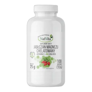 Jabłczan Magnezu + Witamina C kapsułki Chelat Serce Zmęczenie Skurcze 750mg — zdjęcie 1