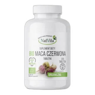 Maca BIO Czerwona Ekologiczna Tabletki 220 Tabletek NatVita 500mg — zdjęcie 1