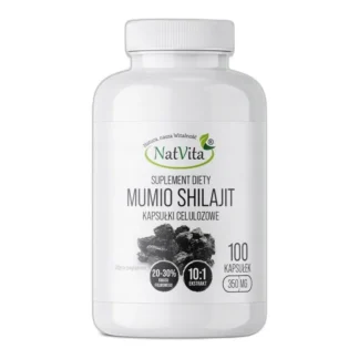 Mumio Shilajit Ekstrakt Balsam Gór Mocne Kości 100 Kaps 350mg NatVita 10:1 — zdjęcie 1