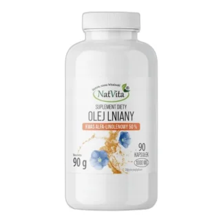 Olej Lniany ALA 1000mg Softgel Trawienie Hormony Skóra 90 kaps NatVita 50% — zdjęcie 1