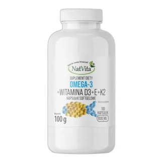 Omega + Witaminy D3 E K2 Softgel Kwasy Tłuszcz. Serce Mózg 1000mg NatVita 3 — zdjęcie 1