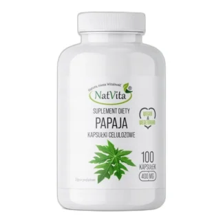 Papaja Liście Papaina Organiczny Trawienie Enzymy 400mg 100 Kapsułek NatVita — zdjęcie 1