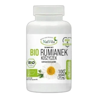 Rumianek BIO Koszyczek Otarty Ekologiczny Chamomilla kapsułek NatVita 100 — zdjęcie 1