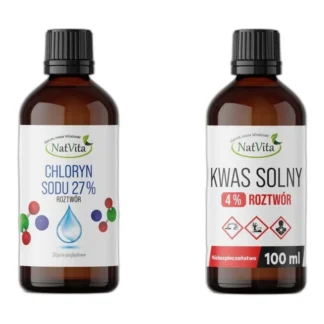 Substancja laboratoryjny chloryn sodu 27% + kwas solny 4% NatVita 200 ml — zdjęcie 1
