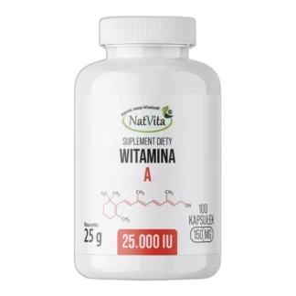 Witamina A softgel 150mg Wzrok Skóra Odporność 100 kapsułek NatVita 25000IU — zdjęcie 1